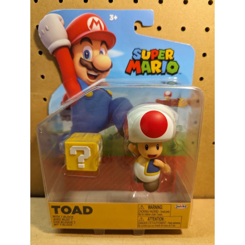 Jakks Super Mario Toad with ? Block Action Figure 4-inch Wave 35 Nintendo New
